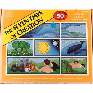 Seven Days of Creation 24 Piece Floor Puzzle Rare 1990 24x36" Judy Instructo